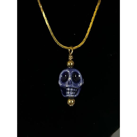 7 Handmade Skull Gold Necklace, Different Rainbow Colors- Same Style - Picture 7 of 9